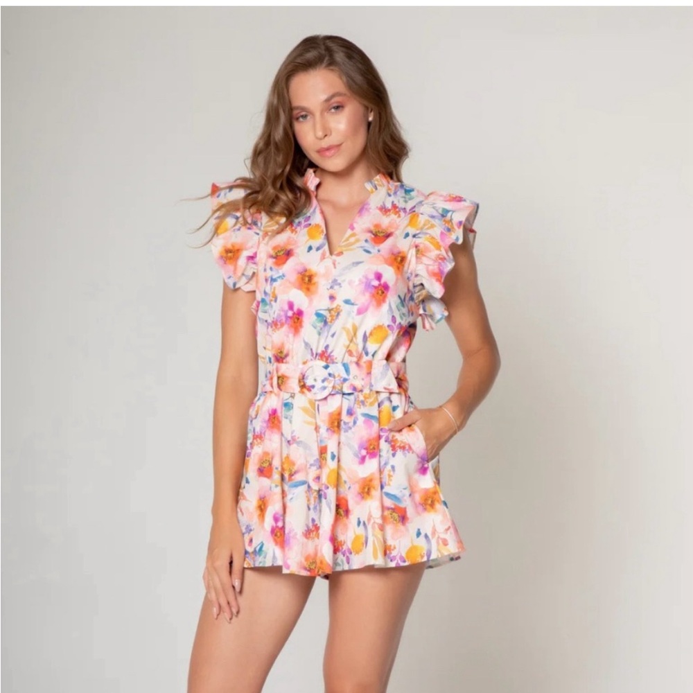 Lavender Brown June Floral Romper